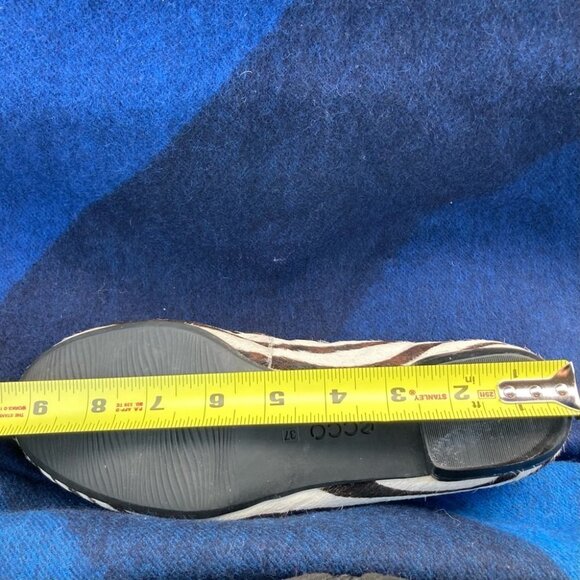 ECCO Sz 37 Zebra Print Dark Brown Cream Ballerina Flats - Picture 13 of 13